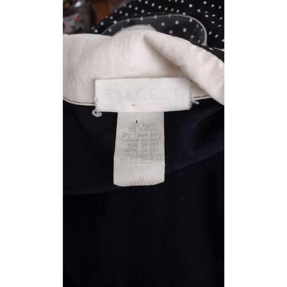 Vintage 80s 90s Black White Swiss Dot Button-Down Tie-Back Midi Dress S/M - Picture 9 of 11